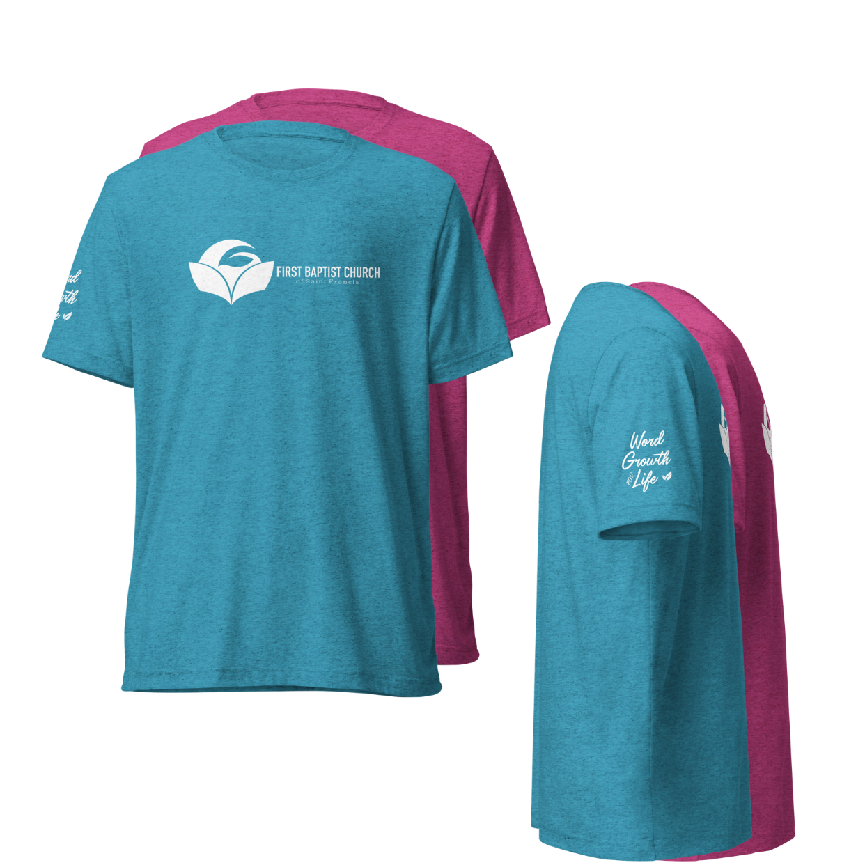 2026 FBC: Tri-Blend Word, Growth Life Shoulder Tee (2 new colors available)